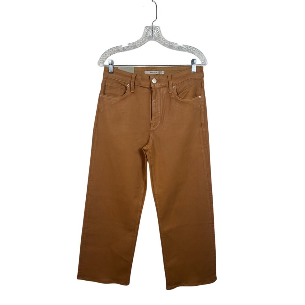 Hudson Rosie Wide‎ Leg Jeans Women 30 Tobacco Brown NWT Coated High Rise Ankle